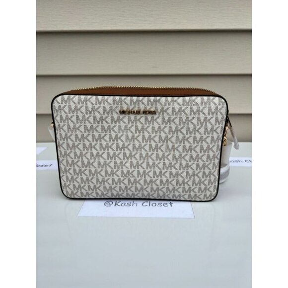 Michael Kors crossbody jet set large crossbody MK signature vanilla - Picture 1 of 10